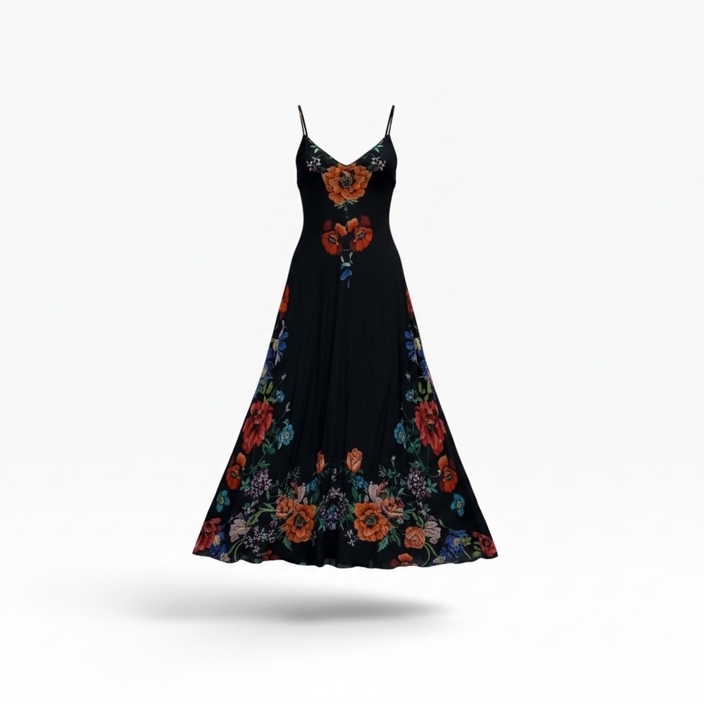 Johnny Was Garden Arch Slip Dress XXL Yellow Floral High Low Embroidered Rayon